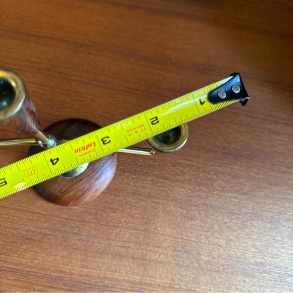 Mcm Mid-century modern vintage teak/rosewood ? brass candle holder - Picture 5 of 12